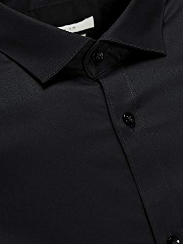 Jack & Jones Jjprparma Shirt L/s Noos Camisa, Schwarz (Black/Super Slim), L para Hombre