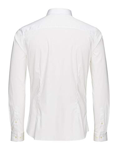 Jack & Jones Jjprparma Shirt L/s Noos Camisa, Weiß (White/Super Slim), S para Hombre