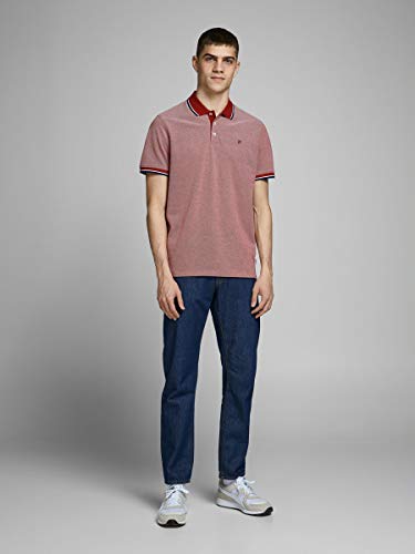 Jack & Jones JPRBLUWIN Polo SS STS Camiseta, Rojo, L para Hombre
