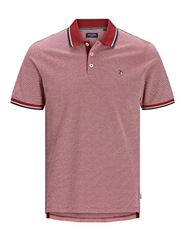 Jack & Jones JPRBLUWIN Polo SS STS Camiseta, Rojo, L para Hombre