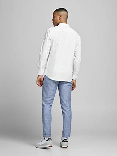 Jack & Jones Jprnon Iron Shirt L/s Noos Camisa, Blanco (White Fit:Slim Fit), X-Large para Hombre