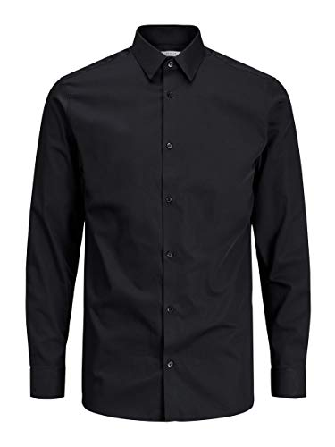 Jack & Jones Jprnon Iron Shirt L/s Noos Camisa, Negro (Black Fit:Slim Fit), Large para Hombre