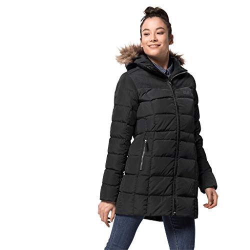Jack Wolfskin Baffin Island - Abrigo de plumas para mujer, Mujer, 1203332, negro, extra-large
