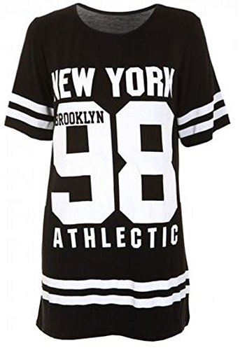 Janisramone Señoras Mujeres Nueva Beisbol New York 98 Brooklyn Raya impresión Sobredimensionado Baggy Tapa de la Camiseta
