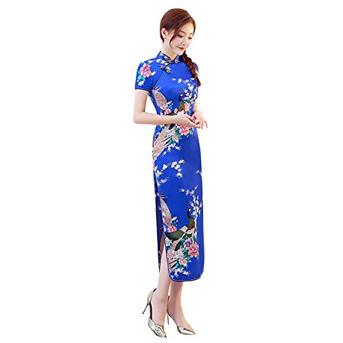 Janjunsi Vestido Chino Cheongsam Qipao para Mujer, Ropa Cheongsam de Manga Corta de Talla Grande, Noche Fiesta Chino Qipao Disfraz