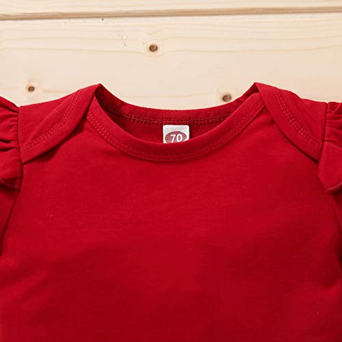 Janly Clearance Sale Conjunto de trajes para niñas de 0 a 24 meses, enterizo sólido para bebé y niña con estampado floral, bonito regalo de Pascua, conjunto de ropa de bebé para 0 a 3 meses (rojo)