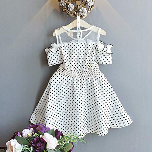 Janly Liquidación Venta Vestido de Niñas para 0-10 Años de edad, Bebé Niña Verano Vestido de Punto de Impresión Fiesta Paginosa Vestido de Princesa, blanco, 5-6 años