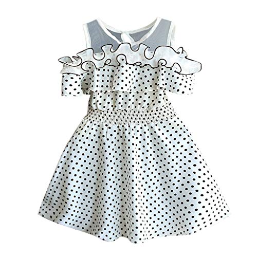 Janly Liquidación Venta Vestido de Niñas para 0-10 Años de edad, Bebé Niña Verano Vestido de Punto de Impresión Fiesta Paginosa Vestido de Princesa, blanco, 5-6 años