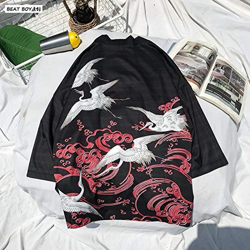 Japonés Tradicional Kimono Yukata Mujeres Y Hombre Japonés Corta Túnica Suelta Kimomo Japonés Chaqueta De Punto Kimono Japones Haori Hyococ (Color : Color-15, Size : L)