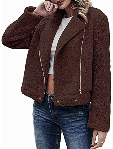JDENNLX Women Coat Winter Warm Outwear Long Sleeve Zipper Wool Coat Overcoat