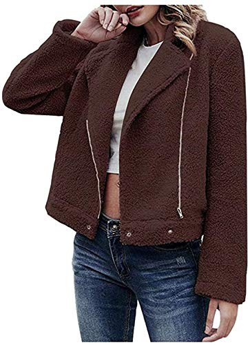 JDENNLX Women Coat Winter Warm Outwear Long Sleeve Zipper Wool Coat Overcoat