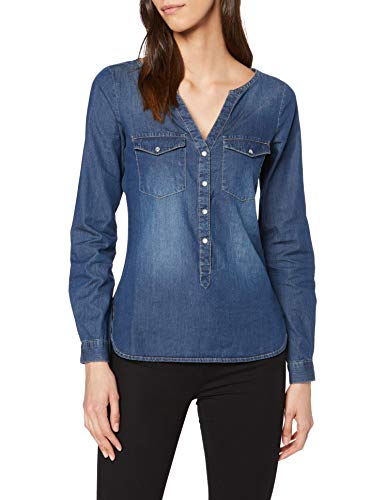 JDY Jdywyre L/s Placket Shirt Wvn Noos Blusa, Azul (Medium Blue Denim Medium Blue Denim), 42 (Talla del Fabricante: 40) para Mujer