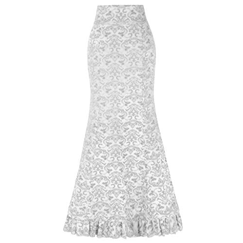 JERFER Falda Vintage Mujer Estilo Punk Sirena Retro Volante Largo Ajustado Falda De Cola De Pez