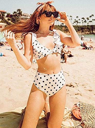 JFAN Mujer Traje de Baño Bikini Punto de Onda Ruffle Conjunto de Bikini de Playa Acolchado Bañador