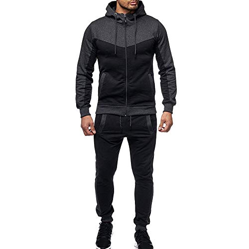 JiaMeng Chándales para Hombre Otoño Invierno Packwork Sudadera Top Pantalones Conjuntos Traje Deportivo Chándal Pack De Sudaderas Top Pantalones Conjuntos Deportivos CháNdal Traje
