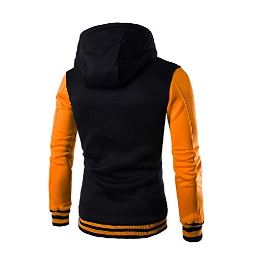 JiaMeng Hombres Chaqueta Primavera otoño e Invierno Algodón Abrigo Chaqueta Outwear Sweater Sudadera de Invierno Slim Warm(Amarillo,L)