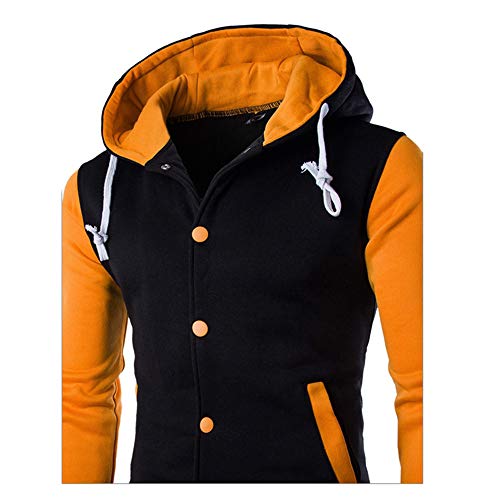 JiaMeng Hombres Chaqueta Primavera otoño e Invierno Algodón Abrigo Chaqueta Outwear Sweater Sudadera de Invierno Slim Warm(Amarillo,L)