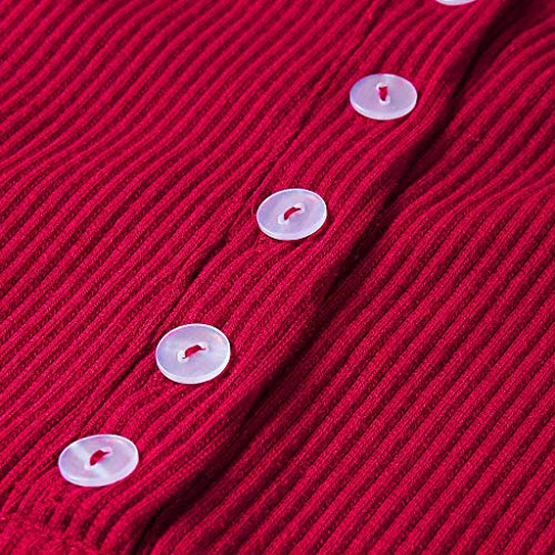 JiaMeng Moda Casual para Mujer Sexy con Cuello Camisas Henley con Cuello en V Manga Larga Botones sólidos Tops básicos Camisetas Camisa Jersey Blusa Tops