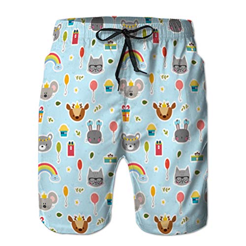 jiilwkie Shorts de Playa Estampados con bañador para Hombre, Bolsillos, Lindo patrón sin Costuras con ca M