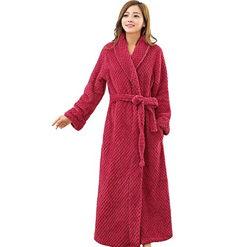 JIN Bata de Mujer esponjosa Albornoz Largo de Felpa de Felpa Señoras Hombres Cuello Chal Housecoat Ropa de Dormir,H-M