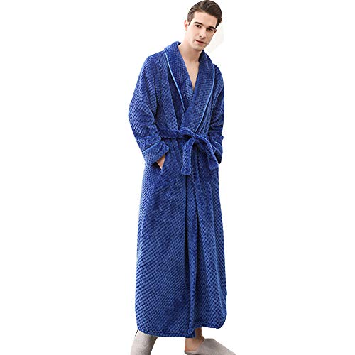 JIN Bata de vellón Suave para Mujer/Hombre Albornoz Acogedor para Mujer Invierno Completo Largo Mullido Ropa de Dormir Bata,H-M