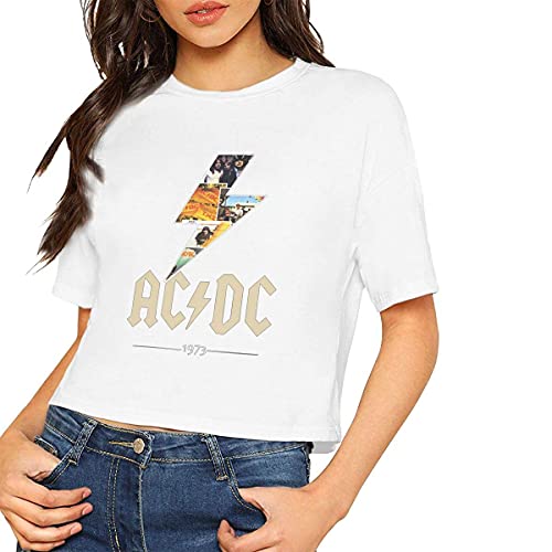 Jingliwang Camiseta ACDC para Mujer, Camiseta con Ombligo Expuesto, Camiseta Corta Sexy, Camiseta Corta de Moda para niñas