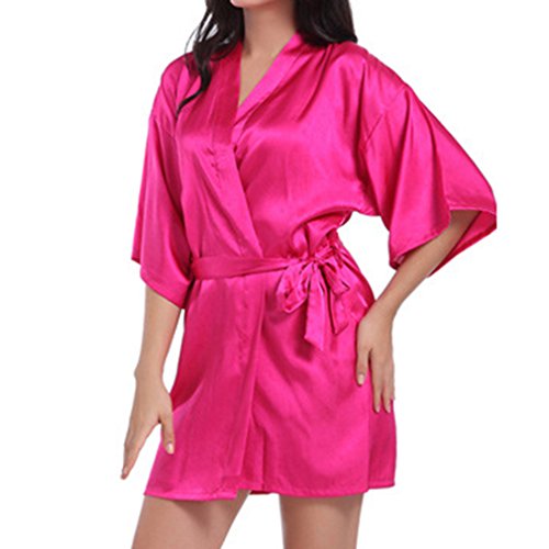 JiXuan la Novia de la Mujer túnica Corta túnica de Seda túnica de satén para los Regalos de Boda con Brillo Dorado Rosa M