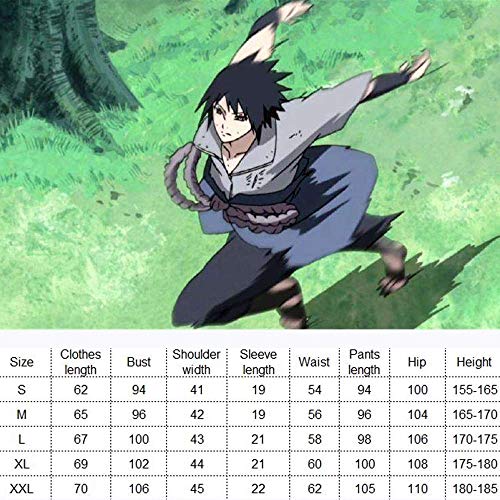 JLCYYSS 5 PCS Anime Naruto Uchiha Sasuke Cosplay Disfraz Carnaval Halloween Diario Casual Trajes Uniformes japonés tradición Kimono Traje