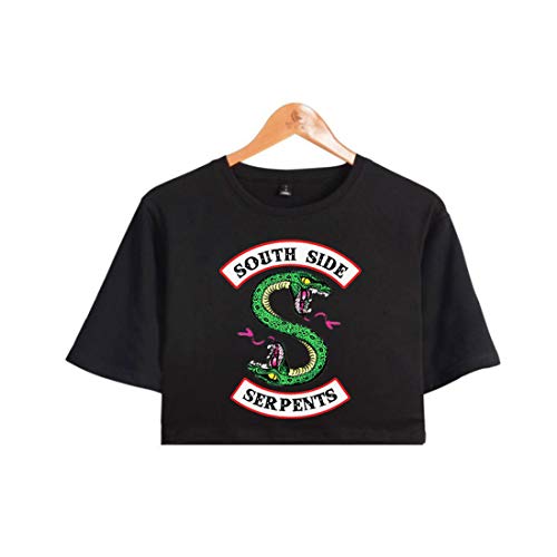 JLTPH Camiseta Mujeres Riverdale South Side Serpents Imprimiendo Crop Top T-Shirts Manga Corta Verano Casual Moda Camisetas Tops