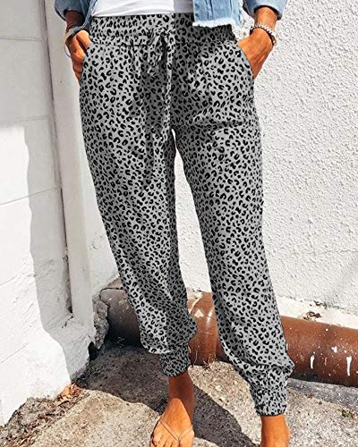 Jogger Pantalones Casuales con Estampado De Leopardo para Mujer Pantalones De CháNdal De Pierna Ancha Pantalones Largos Femeninos Y Pantalones Grandes De Cintura Media