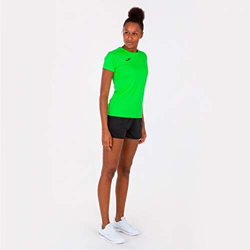 Joma Combi Woman M/C Camiseta Deportiva para Mujer de Manga Corta y Cuello Redondo, Verde (Verde Flúor)