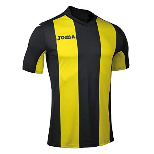 Joma Pisa Camiseta de Juego Manga Corta, Hombre, Negro/Amarillo, M