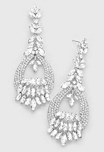 Joyas Ant Symphony Designer Luxus Cocktail Noche de Ball boda joyas Bridal Mariage Pendientes de plata largos pendientes transparentes transparente 9,6 cm de largo