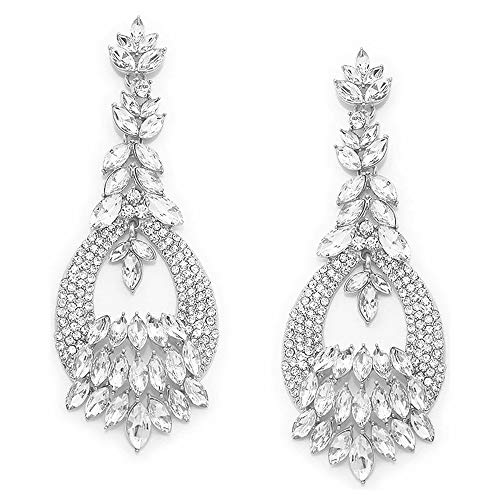 Joyas Ant Symphony Designer Luxus Cocktail Noche de Ball boda joyas Bridal Mariage Pendientes de plata largos pendientes transparentes transparente 9,6 cm de largo