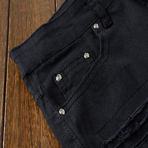 Jubaton Pantalones de chándal elásticos para Hombre, Pantalones Largos Plisados con Costuras de Mezclilla con Agujeros nostálgicos Informales de Color Liso 30