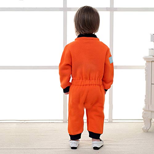 Juego De Roles Bebé NiñO NiñA Mono De Manga Larga Traje Espacial Astronauta Ropa Gruesa Abrigada Pijama Suave CóModo Traje De Juego Traje De Rendimiento Nuevo Fiesta De Regalo(Naranja,6-12 meses/90)