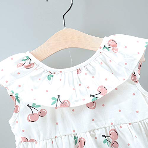 Julhold Bebé bebé niña linda frutas estampadas Princesa Casual vestido + sombrero, conjunto de ropa 0 – 3 años Rosa. 12-18 Meses