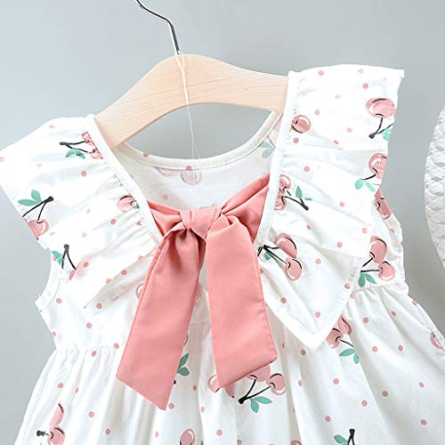 Julhold Bebé bebé niña linda frutas estampadas Princesa Casual vestido + sombrero, conjunto de ropa 0 – 3 años Rosa. 12-18 Meses