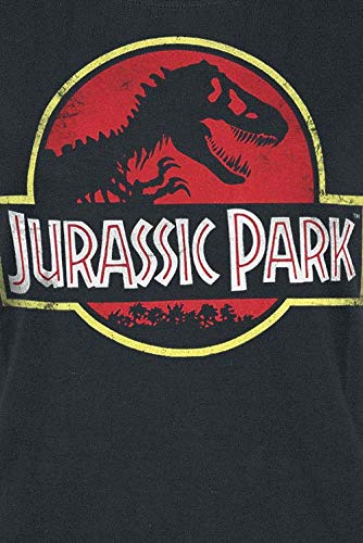 Jurassic Park Logo Mujer Camiseta Negro XXL, 100% algodón, Regular