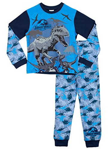 Jurassic World Dinosaurs - Conjunto de pijamas para niños - Azul/Multicolor , Talla para 5/6 años