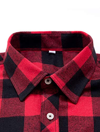 J.VER Camisas Casual para Hombre Franela Algodón Ajuste Regular Hombres Manga Larga Camisas a Cuadros