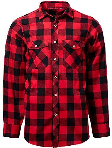 J.VER Camisas Casual para Hombre Franela Algodón Ajuste Regular Hombres Manga Larga Camisas a Cuadros