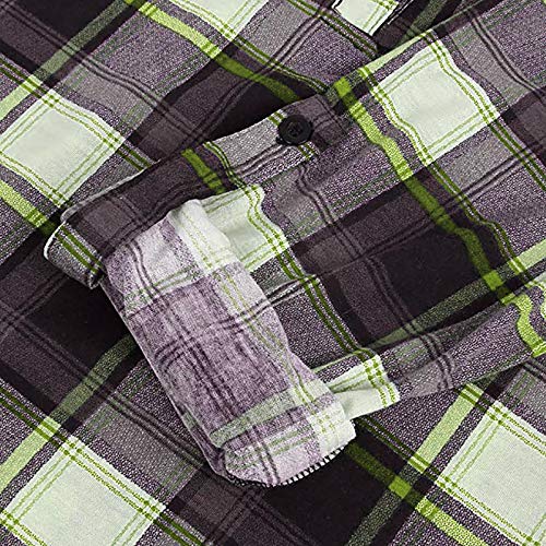 JXQ-N Tops de Mujer Blusa Casual Camisa Ptint a Cuadros de Manga 3/4 Camisa Delgada
