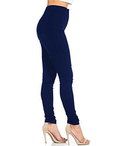 Jyone Pantalones vaqueros con cintura alta para mujer S Azul
