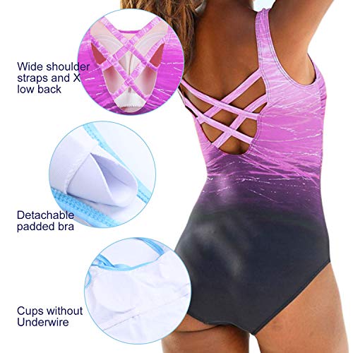 Jywmsc Mujer Traje de una Pieza con Relleno Bañador Push up Ropa de Baño Cintura Alta Tankini