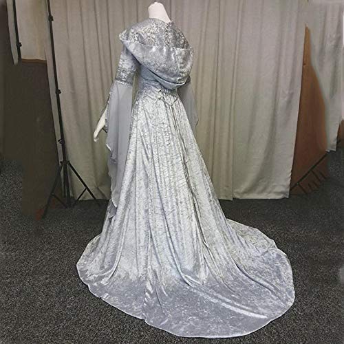 K-Youth® Carnaval Vestido Largo de Mujeres con Capucha Vestidos Renacimiento Disfraz Traje Criada Reina Dama Medieval Cosplay para Mujer Vintage Vestido Largos Princesa Mujer Disfraz Fiesta Vestir