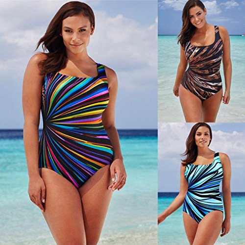 K-youth Mujer Traje de Baño Bañador de una Pieza, Ropa De Baño Bohemia Bikini Mujer 2018 Talla Grande Bikini Push Up Mujer Playa Bañadores Bikinis con Relleno Traje De Baño Mujer (Marrón, XXL)