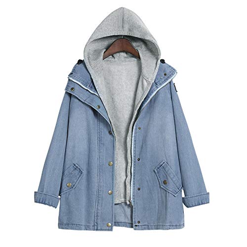 K-Youth Mujeres Abrigo Abrigo Mujer Invierno Outwear Blazers Tops Capa Manga Larga Chamarra Doble Mezclilla Capucha Coat Jacket Sportswear Chaqueta para Mujer(Azul, M)