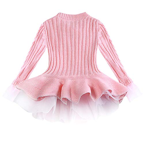 K-Youth Navidad Fiesta Vestido Bebe Niña Ropa Chica Suéter de Punto Vestido de Fiesta Niña Vestidos para Ninas Ceremonia Tutú Princesa Fiesta Largos Vestido Niña Invierno (Rosa 2, 2-3 años)