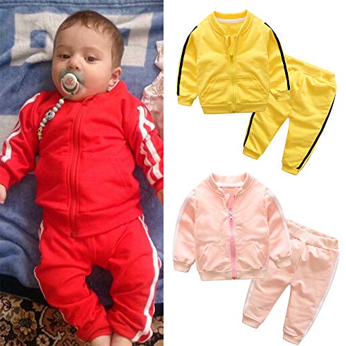 K-youth Ropa Bebe Nino Recien Nacido Otoño Invierno 2018 Ofertas Blusas Bebe Niña Abrigo Manga Larga Camisetas Bebé Conjuntos Bebe Niña Moda Camisa + Pantalones Largos(Amarillo, 0-6 Meses)